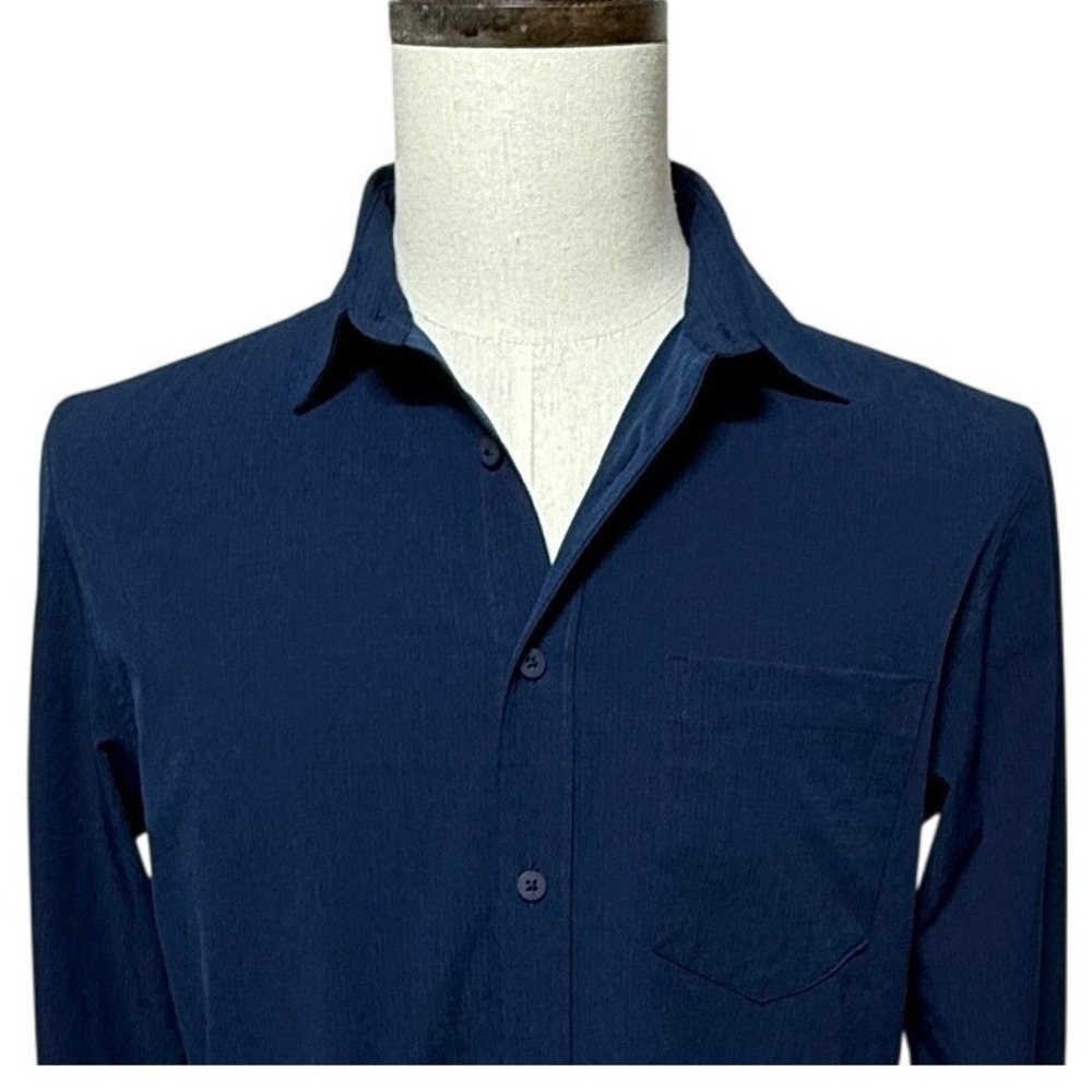 FLX Shirt Men‎ Medium Blue Button Up Urban Commuter Slim Fit Long Sleeve